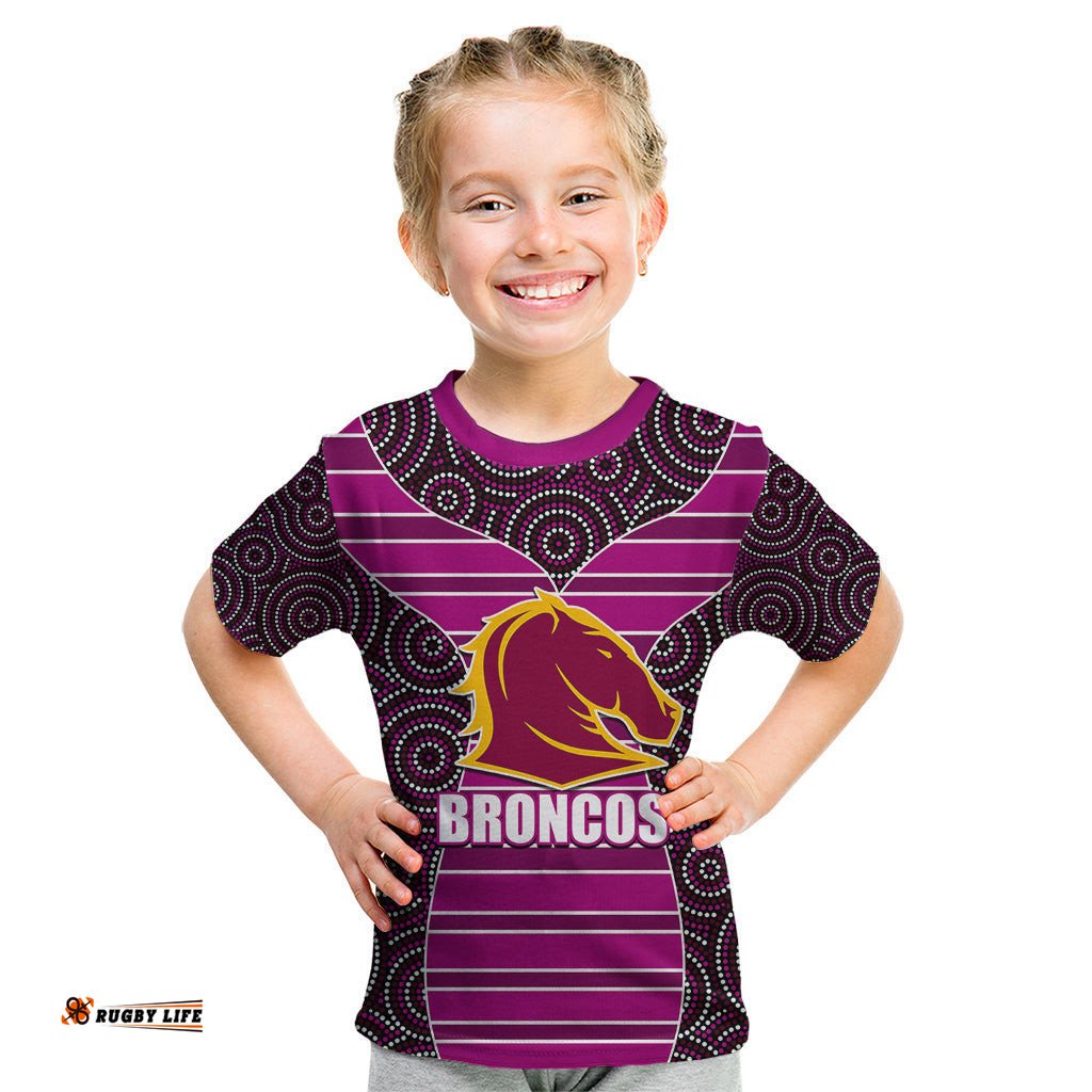 NRL - Boncos Kid T Shirt Mix Dot Aboriginal Pink Version