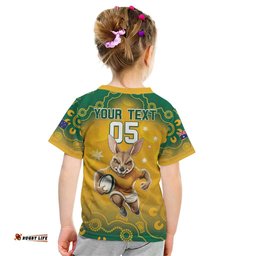 Custom Australia Rugby 2024 Kid T Shirt Go Wallabies Aboriginal Pattern
