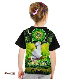 Personalised Australia Libra Cockatoo Zodiac Kid T Shirt Auz Astrology Aboriginal - Green