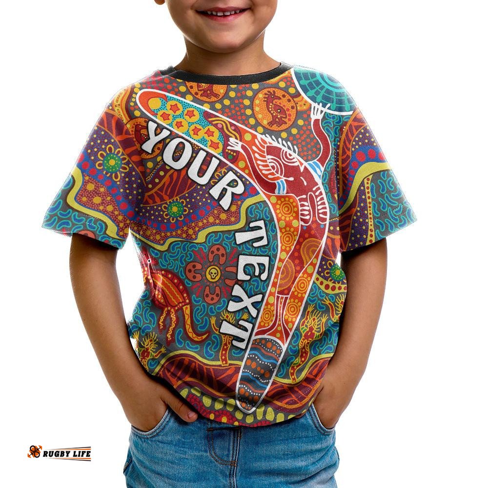 Kid Aboriginal Personalised T-Shirt - Indigenous Boomerang