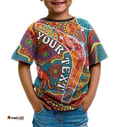 Kid Aboriginal Personalised T-Shirt - Indigenous Boomerang