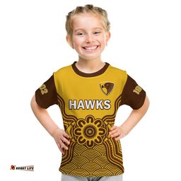 Hawthorn Football T Shirt KID Go Hawks 1902 Aboriginal Art