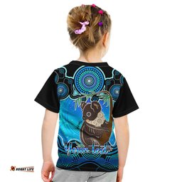 Personalised Australia Cancer Koala Zodiac Kid T Shirt Auz Astrology Aboriginal - Aqua