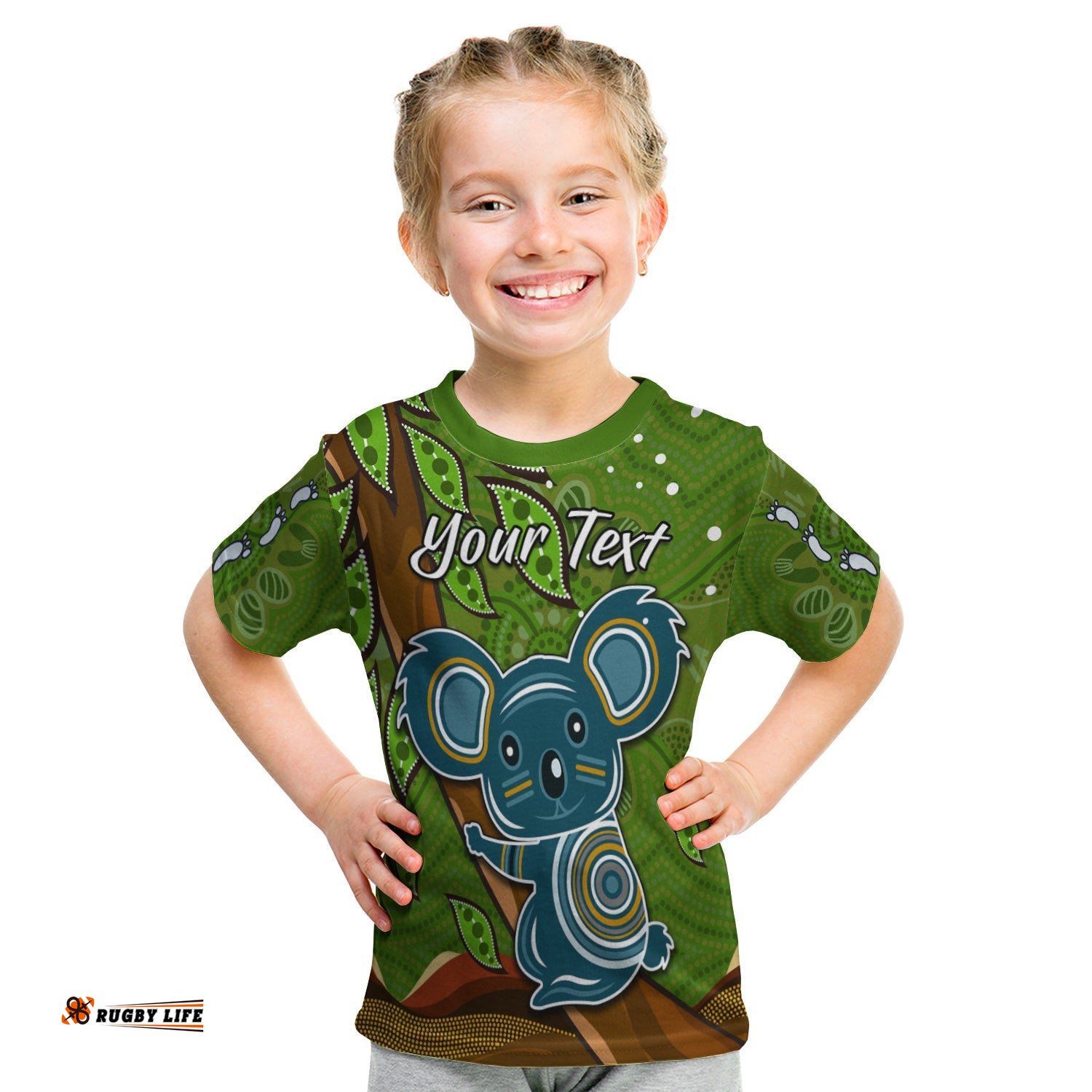 Custom Personalised Koala Climbing Tree T Shirt KID Aboriginal Aussie