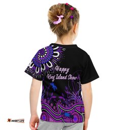 Custom Personalised Happy King Island Show T Shirt KID Aboriginal Tasmania Australia Version Purple