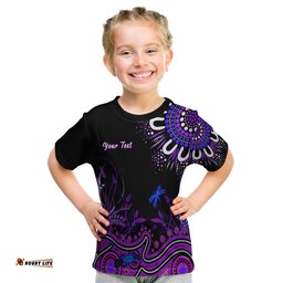 Custom Personalised Happy King Island Show T Shirt KID Aboriginal Tasmania Australia Version Purple