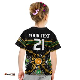 Custom Text And Number Matildas Australia Soccer Kid T Shirt Aboriginal Dots Style