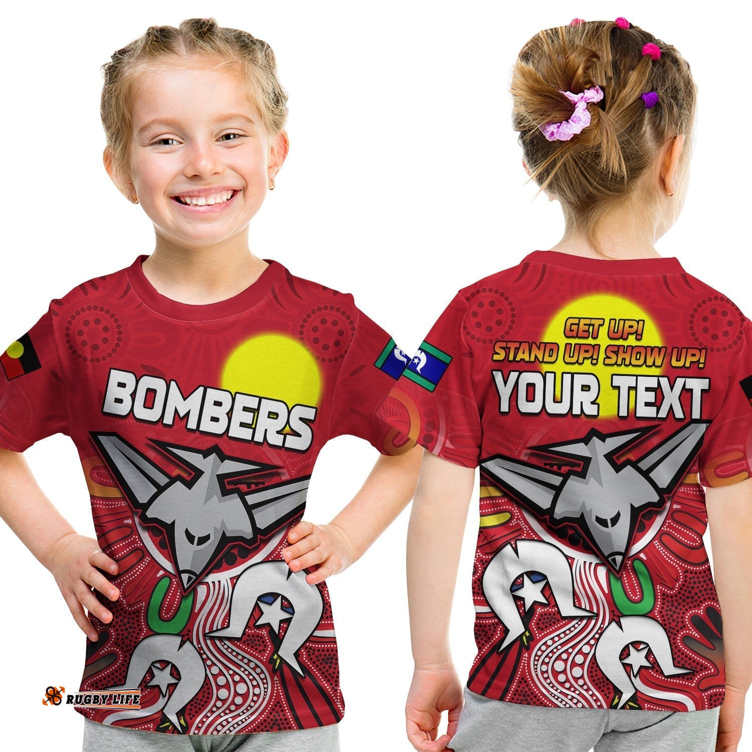 Custom Personalised Bombers NAIDOC Week T Shirt KID Essendon Football Aboriginal