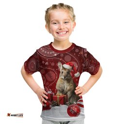 Australia Christmas Wallaby Kid T Shirt Aboriginal Art