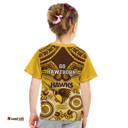 Hawthorn Football Kid T Shirt Hawks Aboriginal Mix Polynesian Pattern