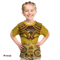 Hawthorn Football Kid T Shirt Hawks Aboriginal Mix Polynesian Pattern