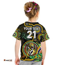 Custom Richmond Football Aboriginal Art Kid T Shirt NAIDOC Indigenous Tribal