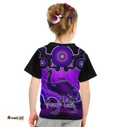 Personalised Australia Aquarius Emu Zodiac Kid T Shirt Auz Astrology Aboriginal - Purple