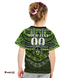 Custom Raiders Rugby Kid T Shirt Polynesian and Aboriginal Special Version