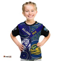 Bulldogs Mix Parramatta Eels Rugby Kid T Shirt Aboriginal Version