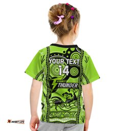 Custom Sydney Thunder Cricket Kid T Shirt Happy Australia Day Aboriginal Art
