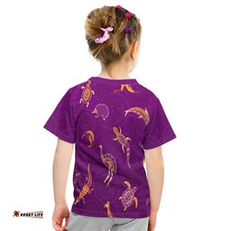 Aboriginal Art T Shirt KID Animals Australia Version Purple