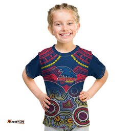 Adelaide Crows Football Kid T Shirt Aboriginal Mix Polynesian Pattern