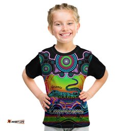 Personalised Australia Capricorn Goanna Zodiac Kid T Shirt Auz Astrology Aboriginal - Rainbow