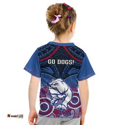 Bulldogs Football Kid T Shirt Doggies Aboriginal Mix Polynesian Pattern