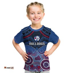Bulldogs Football Kid T Shirt Doggies Aboriginal Mix Polynesian Pattern