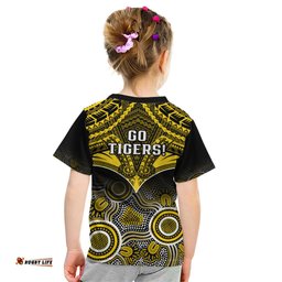 Richmond Football Kid T Shirt Tigers Aboriginal Mix Polynesian Pattern