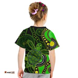Aboriginal Turtle Kid T Shirt Green Style