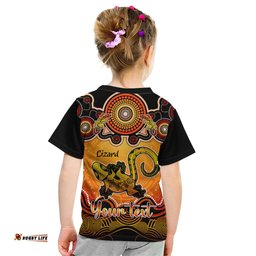 Personalised Australia Leo Lizard Zodiac Kid T Shirt Auz Astrology Aboriginal - Red