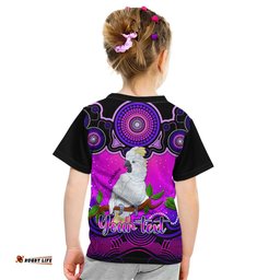Personalised Australia Libra Cockatoo Zodiac Kid T Shirt Auz Astrology Aboriginal - Magenta