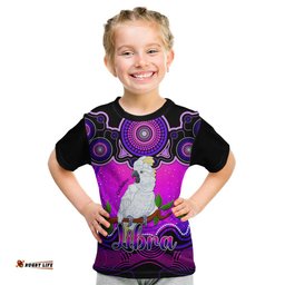 Personalised Australia Libra Cockatoo Zodiac Kid T Shirt Auz Astrology Aboriginal - Magenta