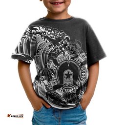 Aboriginal T-Shirt Kids, Torres Strait Islands in Wave Black