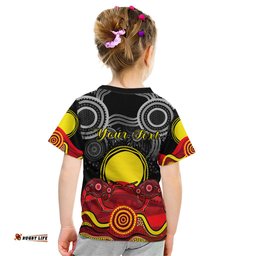 Custom Personalised Australian Indigenous Kid T Shirt Kangaroos Circle Aboriginal Art