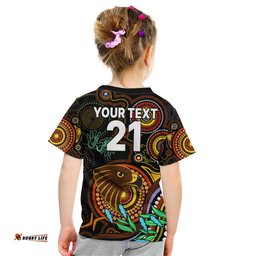 Custom Hawks Football Aboriginal Art Kid T Shirt NAIDOC Indigenous Tribal