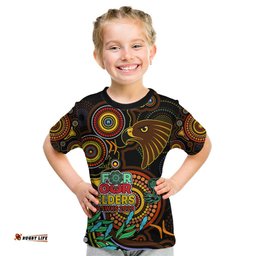 Custom Hawks Football Aboriginal Art Kid T Shirt NAIDOC Indigenous Tribal