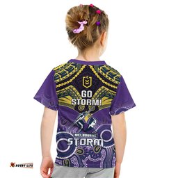 Storm Rugby Kid T Shirt Go Melbourne Aboriginal Mix Polynesian Pattern