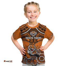 Tigers Rugby Kid T Shirt Aboriginal Mix Polynesian Pattern