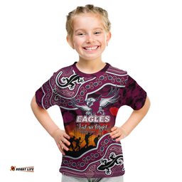 Custom Personalised Anzac Day NRL - Sea Eagles Kid T Shirt Aboriginal Lizard Patterns