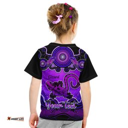 Personalised Australia Leo Lizard Zodiac Kid T Shirt Auz Astrology Aboriginal - Purple