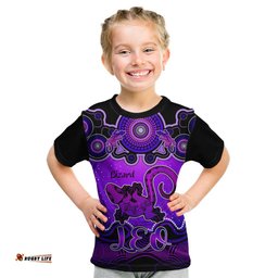 Personalised Australia Leo Lizard Zodiac Kid T Shirt Auz Astrology Aboriginal - Purple