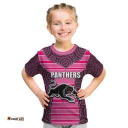 NRL - Panthers Kid T Shirt Mix Dot Aboriginal Pink Version
