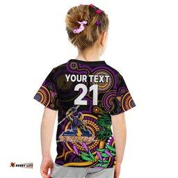 Custom Storm Rugby Aboriginal Art Kid T Shirt NAIDOC Indigenous Tribal