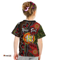 Custom Text and Number Aboriginal Dot Painting T Shirt KID Go To Touch The Sun