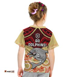 Dolphins Rugby Kid T Shirt Aboriginal Mix Polynesian Pattern