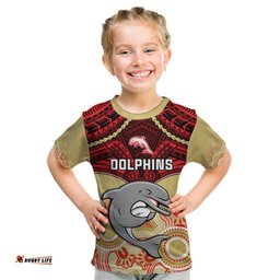 Dolphins Rugby Kid T Shirt Aboriginal Mix Polynesian Pattern