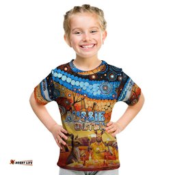Australia Kangaroo Aboriginal Camping Kid T Shirt Aussie Outback Camping with Beer