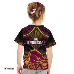 Broncos Rugby Kid T Shirt Brisbane 1987 Aboriginal Mix Polynesian Pattern