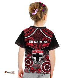 St Kilda Football Kid T Shirt Saints Aboriginal Mix Polynesian Pattern