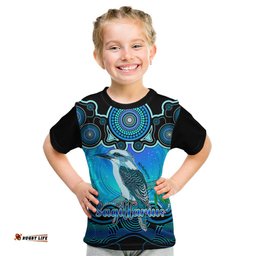 Personalised Australia Sagittarius Kookaburra Zodiac Kid T Shirt Auz Astrology Aboriginal - Aqua