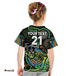 Custom Raiders Rugby Aboriginal Art Kid T Shirt NAIDOC Indigenous Tribal