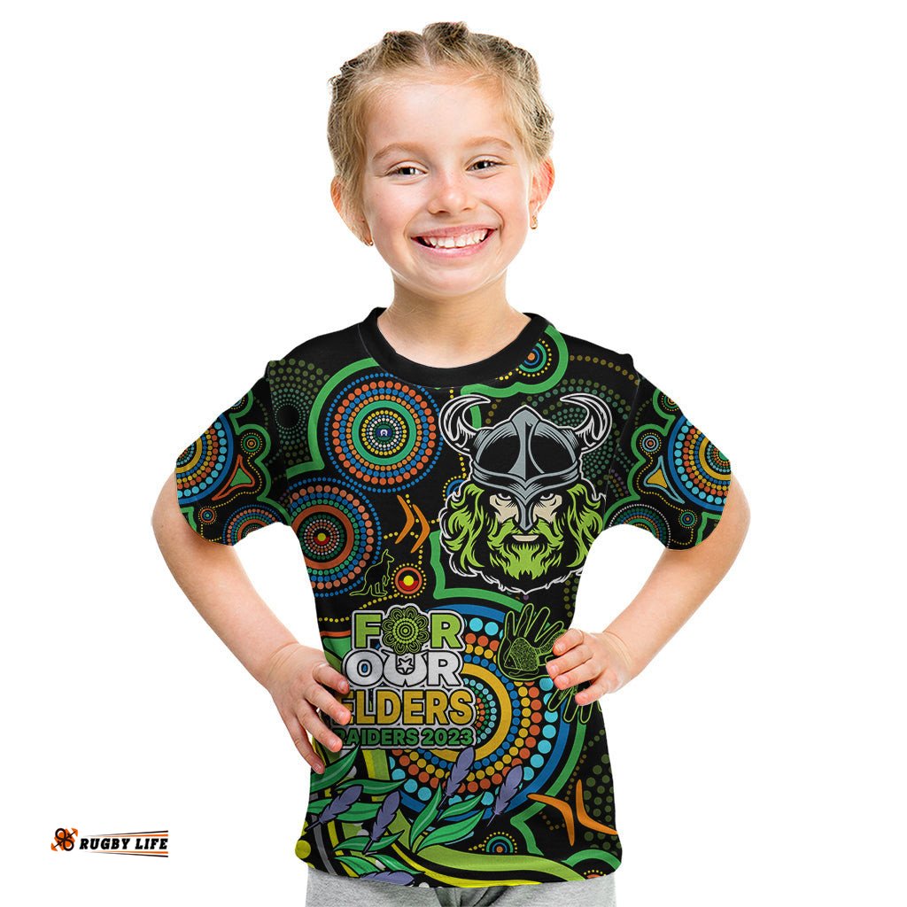 Custom Raiders Rugby Aboriginal Art Kid T Shirt NAIDOC Indigenous Tribal